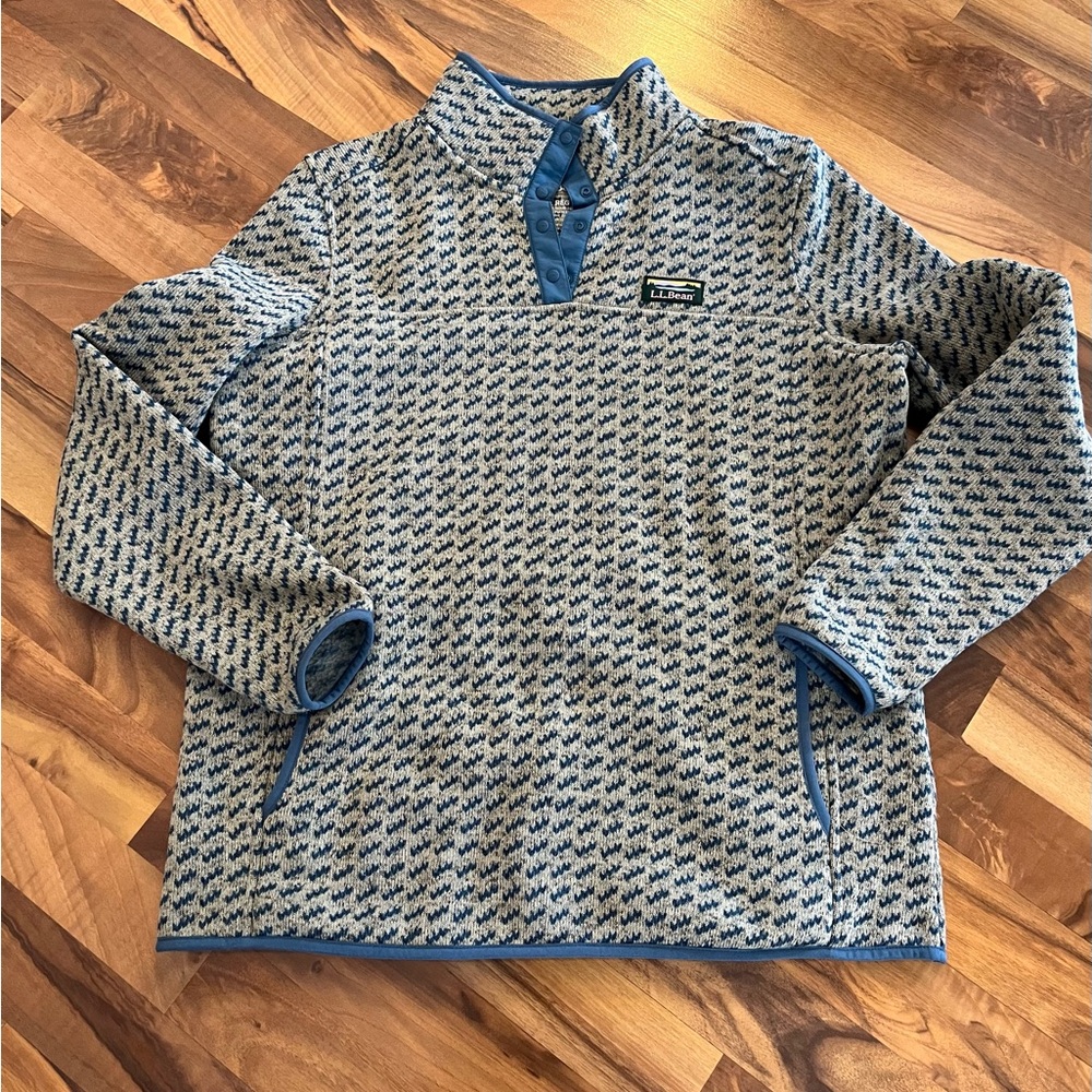 L.L. Bean Women Sweater Fleece Print Pullover Large